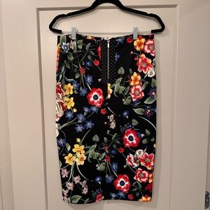 New York & Company Black Red Pencil Skirt Knee-Length Cocktail
